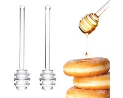 Glas Honing lepels - 2 stuks - Honinglepel - Honingdipper - Keukenbenodigdheden - Voor honingpotten en containers - transparant