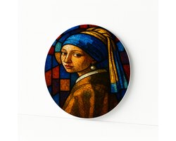 Glas-in-lood portret - Forex schilderij - Wandbord - 100x100 cm