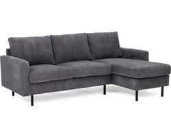 Glasco 3-zits hoekbank links/rechts rib antraciet