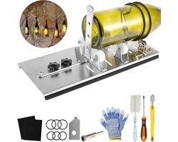 Glasfles Snijder Set – Verstelbare Flessensnijder met Snijwieltjes incl. Handschoenen, Schuurpapier & Accessoires – DIY Glassnijder voor Wijnflessen, Vazens, Lampen, Kaarsenhouders & Creatieve Decoratie