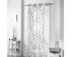 Glasgordijn 140 cm x 240 cm Fairview Grey Flowers
