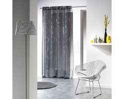 Glasgordijn 140 cm x 240 cm Swoosh Charcoal Grey