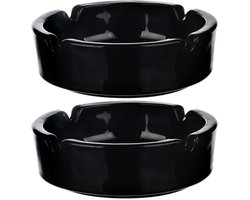 Glasmark Asbak - 2x - glas - D11 cm - zwart - voor binnen en buiten