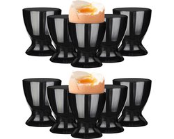 Glasmark Eierdopjes - set 24x - porselein - zwart - 6 cm - in luxe stijl