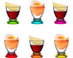 Glasmark Eierdopjes - set van 12x - gekleurd glas - D5 x H4,5 cm