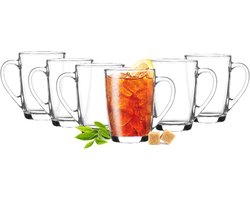 Glasmark Theeglazen/koffie glazen model York - transparant glas - 6x stuks - 300 ml