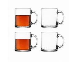 Glasrijk® Theeglazen - 330 ml - 4 stuks - Koffieglazen - Theeglazen met oor - Theeglas - Cappuccino glazen - Latte macchiato glazen - Koffieglas met oor - Theeglazen met oor - Koffieglazen met oor