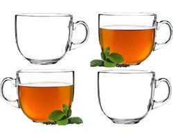 Glasrijk® Theeglazen - 450 ml - 4 stuks - Koffieglazen - Theeglas met oor - Theeglas - Cappuccino glazen - Latte macchiato glazen - Koffieglas met oor - Theeglazen met oor - Koffieglazen met oor