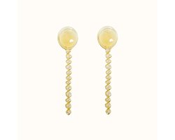 Glass coffee spoons spiral mustard (set/2)