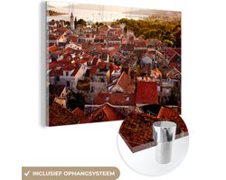 ® Glasschilderij 30x20 cm - Schilderij acrylglas - Uitzicht over de stad Trogir in Kroatië - Foto op glas - Muurdecoratie woonkamer - Wanddecoratie slaapkamer - Schilderijen