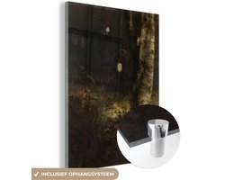 ® Glasschilderij 30x40 cm - Schilderij acrylglas - Bosgrond met een slang, hagedissen, vlinders en andere insecten - Otto Marseus van Schrieck - Foto op glas - Muurdecoratie woonkamer - Wanddecoratie slaapkamer - Schilderijen