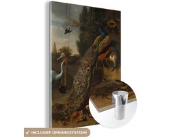 ® Glasschilderij 60x80 cm - Schilderij acrylglas - Pauw - Otto Marseus van Schrieck - Foto op glas - Muurdecoratie woonkamer - Wanddecoratie slaapkamer - Schilderijen