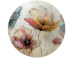 Glasschilderij Aquarel bloemen I - Ø 50 - Glas - REINDERS