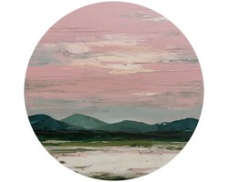 Glasschilderij Bergen in roze wolken II - Ø 70 - Glas - REINDERS