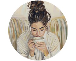 Glasschilderij Koffiepauze - Ø 50 - Glas - REINDERS