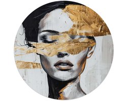 Glasschilderij Vrouw met gouddetail - Ø 50 - Glas - REINDERS