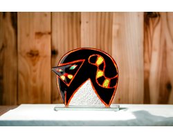 Glassculptuur - Glazen Kat - Glasobject - Sculptuur - Fusing glas Kat - 23cm