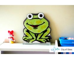 Glassculptuur - Glazen Kikker - Glasobject - Sculptuur - Fusing glas Frog - 18cm