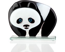 Glassculptuur - Glazen Panda - Glasobject - Sculptuur - Fusing glas Panda - 13cm