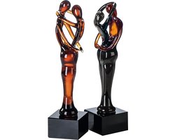 Glassculptuur Liefde Handgemaakt 19 cm hoog - cadeau sculptuur rood bruin