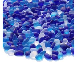 Glasstenen - Zeeglas Stenen - Decoratie Projecten - Gladde Randen - 1.3 kg - Blauw Gemengd