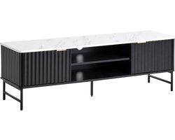 GLASTONBURY - TV-meubel - Zwart/Marmer - 140 x 40 cm - MDF