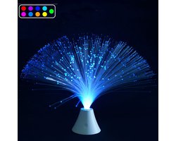 Glasvezel lamp -Glasvezel LED Nachtlamp - Kleurveranderend -Glasvezellamp - Sterrenhemellamp - USB/Batterij Aangedreven -LED-kleurveranderend licht - Conische voet - Geschikt voor slaapkamer- en woonkamerinrichting - Wit