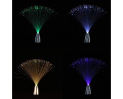 Glasvezel Lamp - Sfeerverlichting LED - Decoratief Tafelstuk - Kleur Veranderend Effect - 31 cm Hoog - Veelkleurig