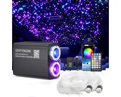 Glasvezel Sterrenhemel Set 1100 Stuks - LED Starlight Kit met Afstandsbediening & App Bediening - Twinkelend Plafondverlichting voor Auto, Huis of Feest