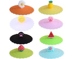 Glazen Afdekking Set van 8 stuks voor Drinkglazen - Herbruikbare Deksel voor Koffiemok, Bierpul en Waterglazen - Anti-Stof Siliconen Bekerhoes - Ø 10 cm.