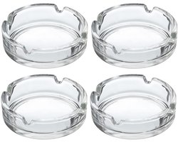 Glazen Asbakken Rond – Set van 4 – Transparante Asbak voor Sigaretten – Dikke Solide Glazen Asbak – Modern & Vaatwasbestendig – Voor Binnen & Buiten – 9 cm