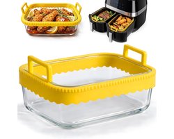 Glazen Bakvorm 1.4L met Deksel en Siliconen Handvatten - Airfryer Accessoires, Hittebestendig en Krasbestendig