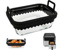 Glazen bakvorm voor het bakken in de Airfryer, hittebestendig met siliconen ring, geschikt voor verschillende modellen en ideaal voor gezonde maaltijden