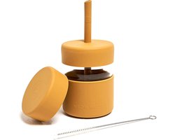 Glazen Beker met Rietje en Voedselpot Set voor Kinderen - Magnetronbestendig & BPA-vrij