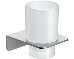 Glazen beker met roestvrijstalen houder - modern design - 1 stuk - mat zwart