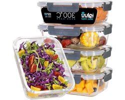 Glazen bewaardozen met deksel - Herbruikbare maaltijdprepkcontainers - Geschikt voor magnetron oven vriezer vaatwasser - Lekvrije voedselcontainers - Groot formaat (1050ml 36oz) Meal prep bakjes