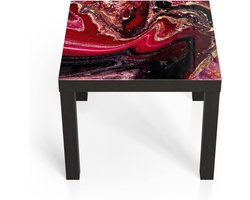Glazen bijzettafel - Salontafel vierkant - Woonkamer meubel - 3D diepte effect - 55x55 cm - Marmer Lava