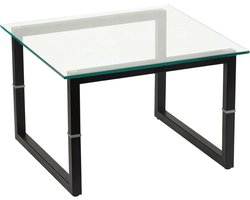 Glazen bijzettafel van metaal - helder en zwart - set van 1