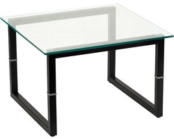 Glazen bijzettafel van metaal - helder en zwart - set van 1