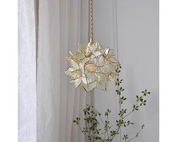 Glazen bloemen hanglampen, bloemvormige lamp, moderne hanglamp,20cm， mini hanglamp voor keukeneiland - kap van helder getextureerd glas