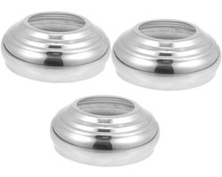 Glazen Bol Standaard - Decoratieve Display - Tuin Decoratie - Roestvrij Staal - 3 Stuks - Zilver