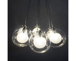 Glazen Bollen Kroonluchter - Hanglamp Bubbelbol - Interieur Decoratie - Verstelbare Kabel Lengte - 12 cm Bol Diameter - Helder Glas