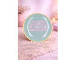 Glazen Bord ‘Follow the Bunny’ | Viva Femme | Bord met tekst | Decoratie | Wonen | Cadeau | Spreukbord