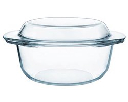 Glazen braadpan met deksel - 2,5 L ovenbestendig voor stoof gerechten