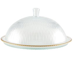 Glazen Cakestolp met Gouden Rand – Ø32 cm