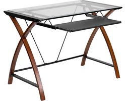 Glazen computerbureau - Uittrekbare toetsenbordlade - Stijlvol