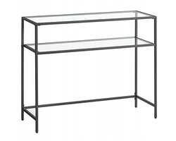 Glazen console tafel zwart – Modern design met gehard glas – 100 x 35 x 80 cm – Metalen frame