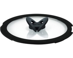 Glazen Deksel - Kookdeksel Pan - Ruimtebesparend Koken - Inklapbare Handgreep - 20 cm - Transparant Zwart