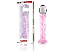 Glazen dilo met ribbels - licht roze