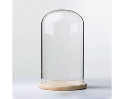 Glazen Display Dome - Glazen Klok - Decoratie Presenteren - Met Houten Basis - 9 cm Diameter - Transparant